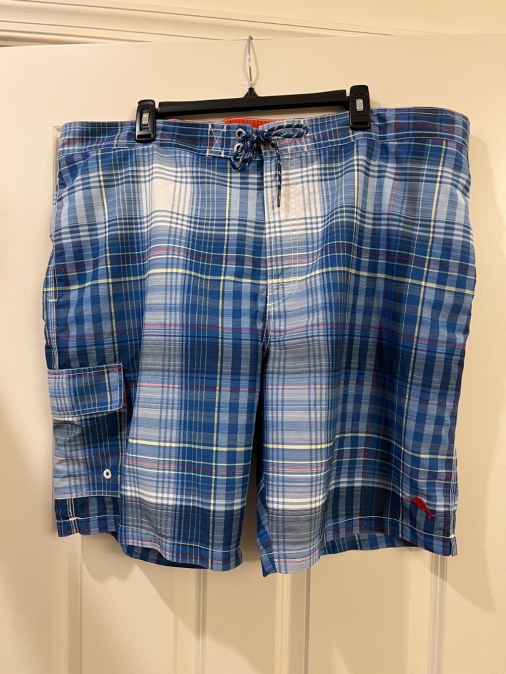 Tommy Bahama Blue Plaid Swim Board Shorts